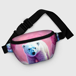 Поясная сумка Белый медведь в розовом свете, цвет: 3D-принт — фото 2
