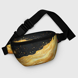 Поясная сумка Золотистая материя на черном фоне, цвет: 3D-принт — фото 2