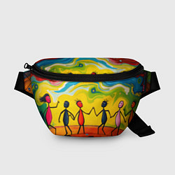 Поясная сумка Дружба человечков, цвет: 3D-принт