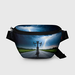 Поясная сумка Дорожный велосипед и молния, цвет: 3D-принт
