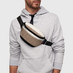 Поясная сумка Леопардовый паттерн с черной и бежевой полосой, цвет: 3D-принт — фото 2