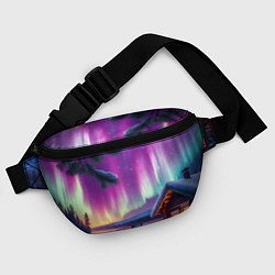 Поясная сумка Избушка и сияние, цвет: 3D-принт — фото 2