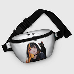 Поясная сумка Девушка и кот, цвет: 3D-принт — фото 2
