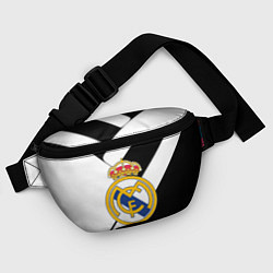 Поясная сумка Реал Мадрид черно белые полосы, цвет: 3D-принт — фото 2