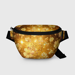 Поясная сумка Цветочный золотой с искрами, цвет: 3D-принт