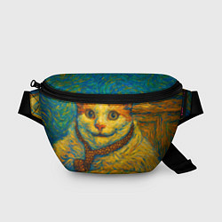 Поясная сумка Кот-мем бу в стиле Ван Гога
