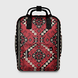 Рюкзак женский Славянский орнамент: красный, цвет: 3D-принт