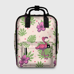 Рюкзак женский Цветочные фламинго, цвет: 3D-принт