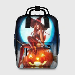 Рюкзак женский Ведьма на тыкве, цвет: 3D-принт