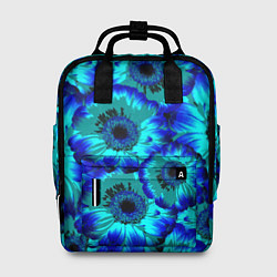 Рюкзак женский Голубые хризантемы, цвет: 3D-принт
