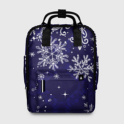 Рюкзак женский Новогодние снежинки, цвет: 3D-принт