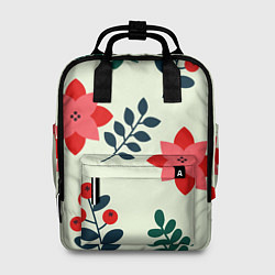 Рюкзак женский Цветы, ягоды, листья, цвет: 3D-принт