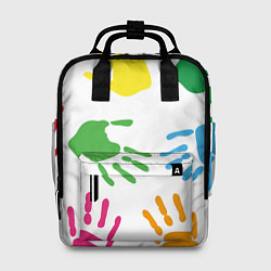 Женский рюкзак Цветные ладошки - Детский узор