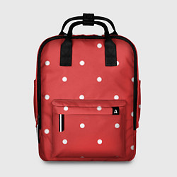 Рюкзак женский Белый горошек на красном фоне, цвет: 3D-принт