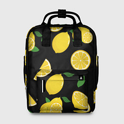 Рюкзак женский Лимоны на чёрном, цвет: 3D-принт