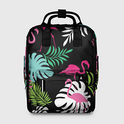 Рюкзак женский Фламинго с цветами, цвет: 3D-принт