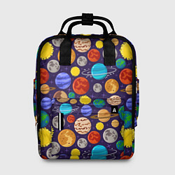 Рюкзак женский Мультяшные планеты, цвет: 3D-принт