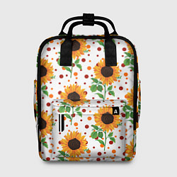 Рюкзак женский Оранжевые летние подсолнухи, цвет: 3D-принт