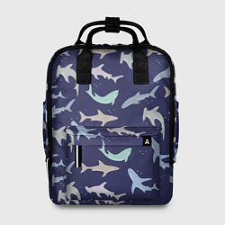 Рюкзак женский Акулы разные, цвет: 3D-принт