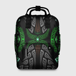 Рюкзак женский Серо-Зеленые Узоры, цвет: 3D-принт