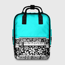 Рюкзак женский Цветочный бирюзовый узор, цвет: 3D-принт