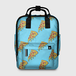Рюкзак женский Пицца паттерн на голубом, цвет: 3D-принт
