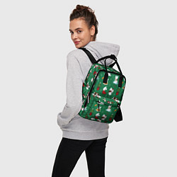 Рюкзак женский Новогодний паттерн с зайчиками, цвет: 3D-принт — фото 2
