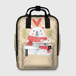 Рюкзак женский Мишки с шарфиком, цвет: 3D-принт