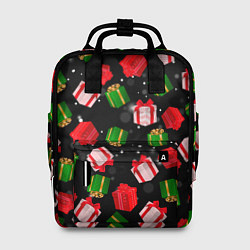Рюкзак женский Новогодние паттерн подарков, цвет: 3D-принт