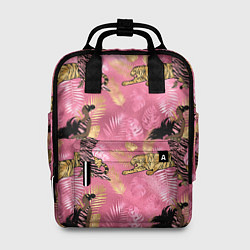 Рюкзак женский Девушка с тиграми паттерн, цвет: 3D-принт