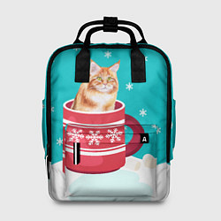 Рюкзак женский Кот в кружке, цвет: 3D-принт