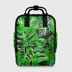 Рюкзак женский Тропические листья на темном фоне, цвет: 3D-принт