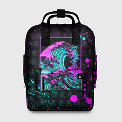 Рюкзак женский НЕОНОВЫЕ ВОЛНЫ НЕОН ЯПОНИЯ КАНАГАВА, цвет: 3D-принт