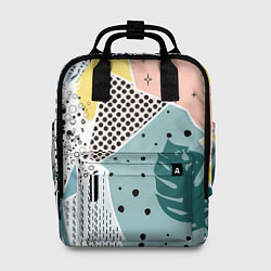 Рюкзак женский Абстрактный узор с пальмовыми листами и геометрией, цвет: 3D-принт