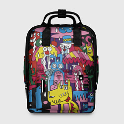 Рюкзак женский Разноцветные монстры, цвет: 3D-принт
