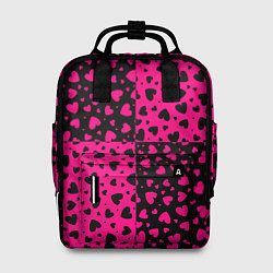Рюкзак женский Черно-Розовые сердца, цвет: 3D-принт