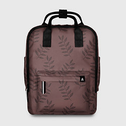 Женский рюкзак Веточки с черными листьями на коричневом фоне