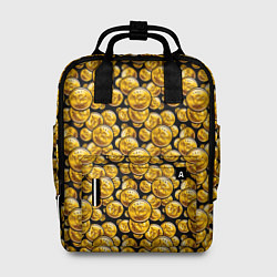 Рюкзак женский Золотые Монеты Bitcoin, цвет: 3D-принт