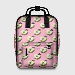 Рюкзак женский Яблочные дольки на розовом фоне с эффектом 3D, цвет: 3D-принт