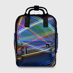 Рюкзак женский Разноцветные неоновые линии Абстракция Multicolore, цвет: 3D-принт