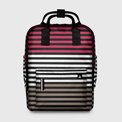 Рюкзак женский Красно-коричневый полосатый узор, цвет: 3D-принт