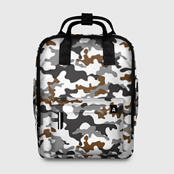 Рюкзак женский Камуфляж Чёрно-Белый Camouflage Black-White, цвет: 3D-принт