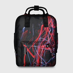 Рюкзак женский Неоновые лучи в абстракции - Красный и синий, цвет: 3D-принт