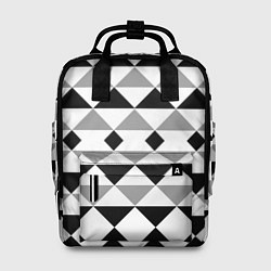 Рюкзак женский Черно-белый геометрический узор треугольники, цвет: 3D-принт