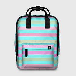 Рюкзак женский Pink turquoise stripes horizontal Полосатый узор, цвет: 3D-принт