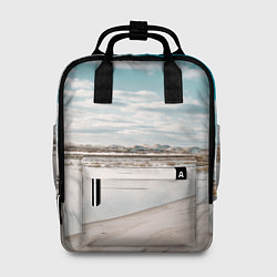 Рюкзак женский Песочный пляж и водоём - Белый, цвет: 3D-принт