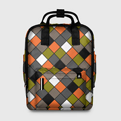 Рюкзак женский Геометрический узор в коричнево-оливковых тонах, цвет: 3D-принт