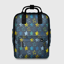 Рюкзак женский Парад звезд на синем фоне, цвет: 3D-принт