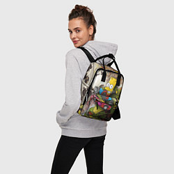 Рюкзак женский Скейтбордист Барт Симпсон на фоне граффити, цвет: 3D-принт — фото 2