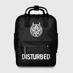 Женский рюкзак Disturbed glitch на темном фоне: символ сверху над
